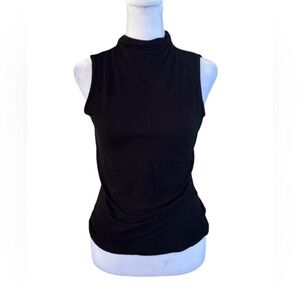 Christian Siriano Black Sleeveless Mock Neck Top